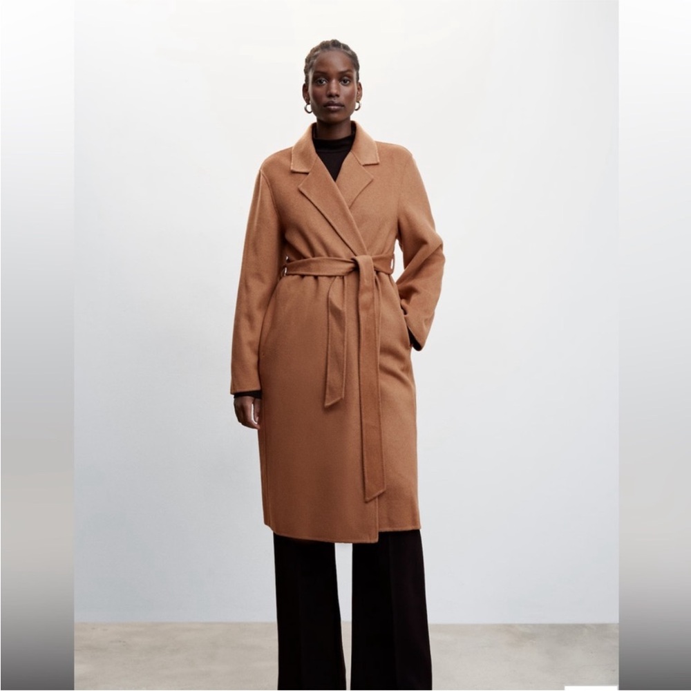 Mango Tan Handmade Wool Pea Coat Size Medium - Picture 10 of 10